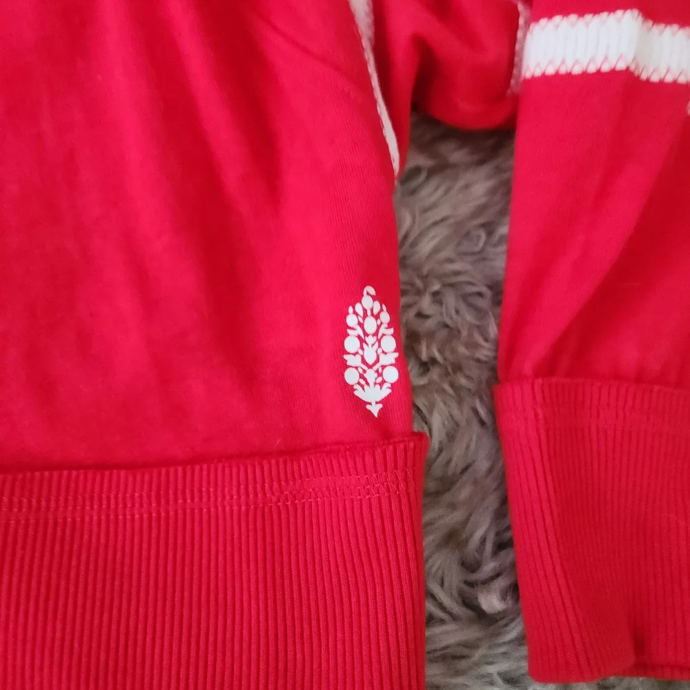 Free People FP Movement Aerial Long Sleeve Top Red & White Women's‎ Size Large